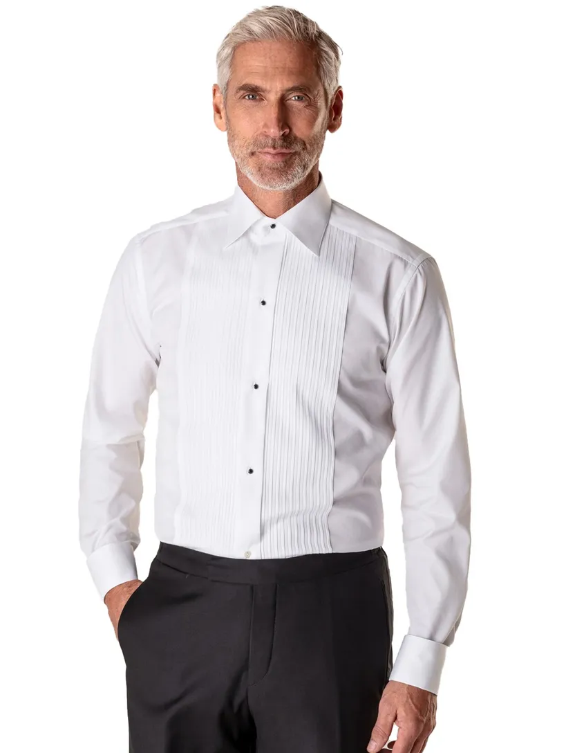 Eton smoking overhemd Piqué Classic Fit wit strepen textuur