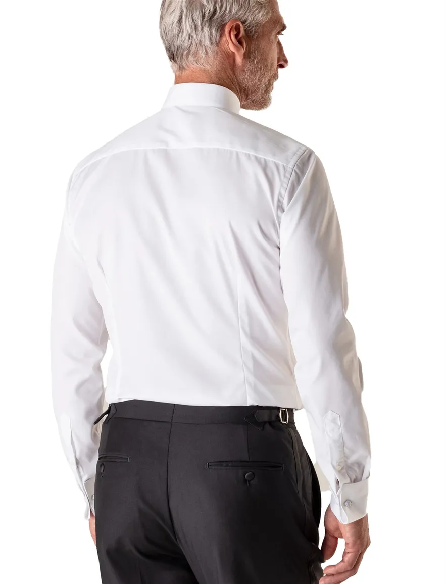 Eton smoking overhemd Piqué Tuxedo Classic Fit wit strepen textuur