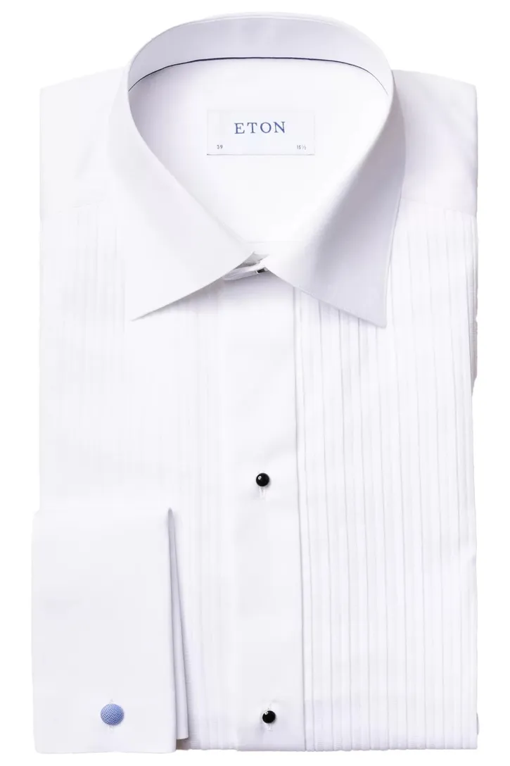 Eton black tie Plissé business overhemd katoen slim fit wit