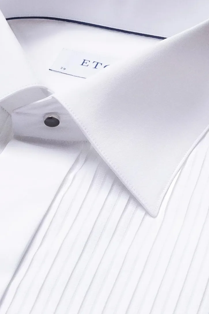 Eton black tie Plissé business overhemd katoen slim fit wit