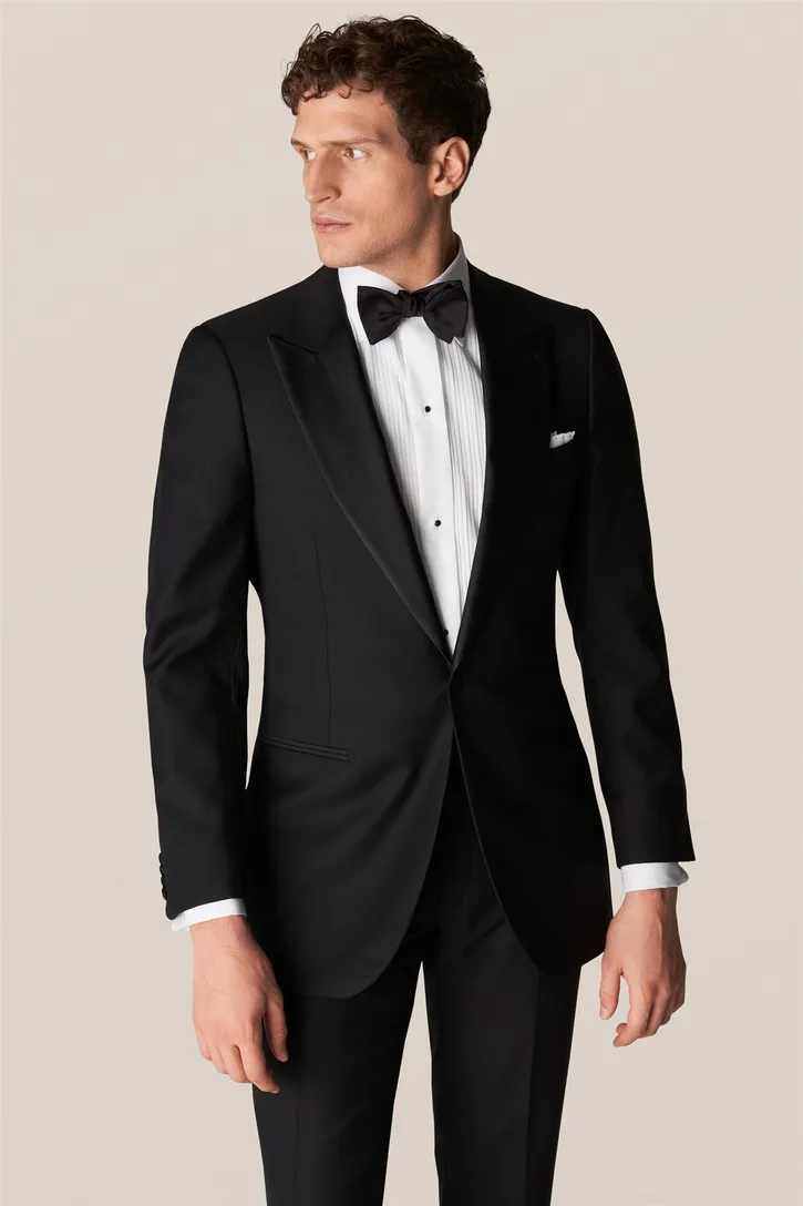 Eton black tie Plissé business overhemd katoen slim fit wit