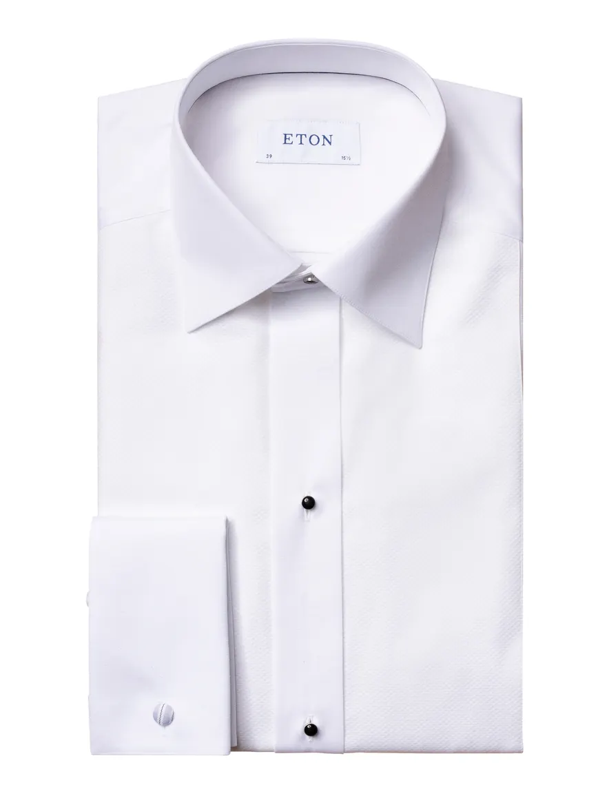 Eton overhemd katoen effen wit French Cuff