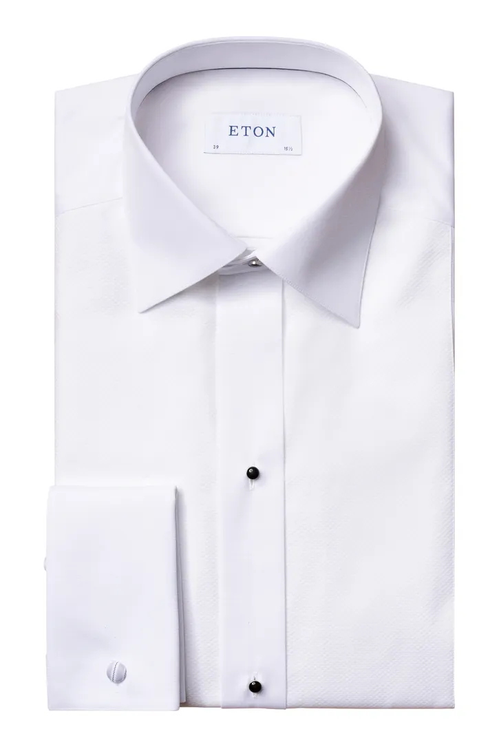 Katoenen Eton overhemd effen witFrench Cuff