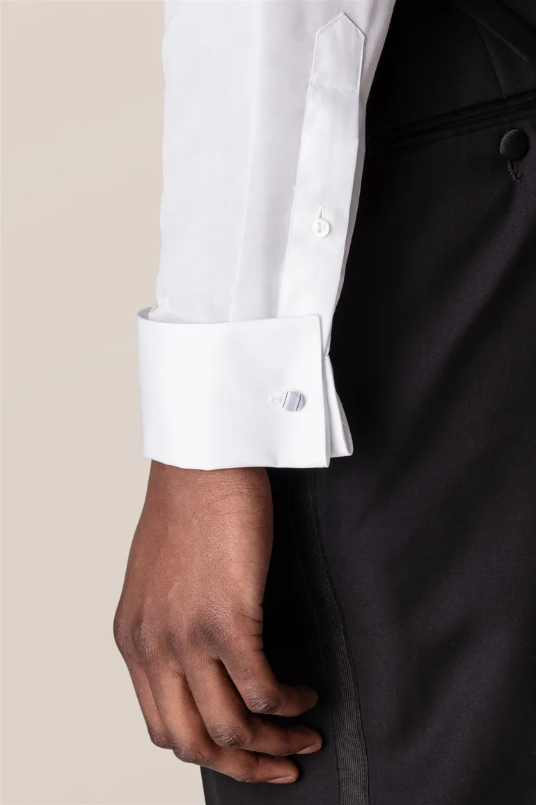 Eton overhemd katoen effen wit French Cuff