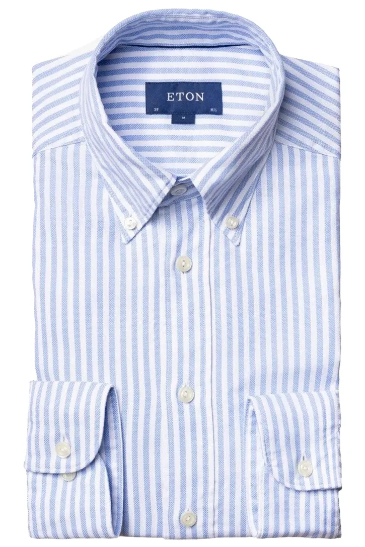 Royal Oxford business Eton lichtblauw gestreept overhemd