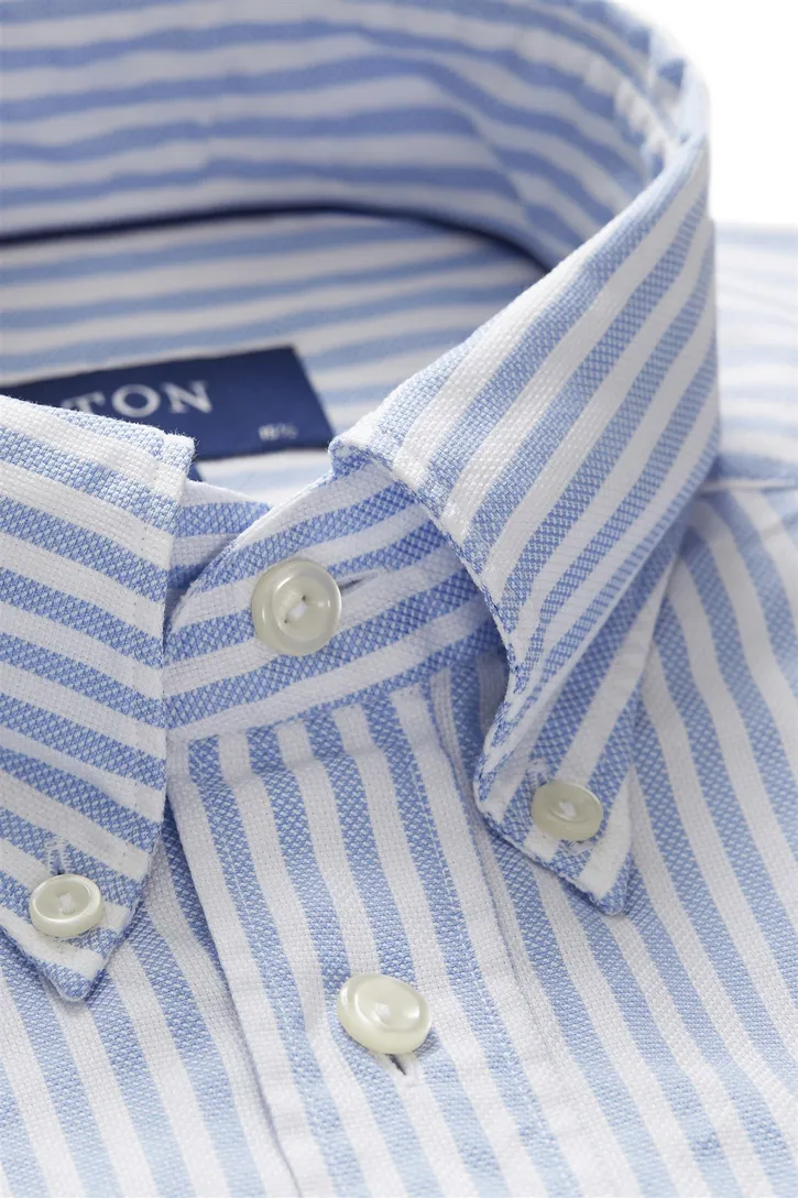 Overhemd contemporary fit Eton lichtblauw gestreept katoen