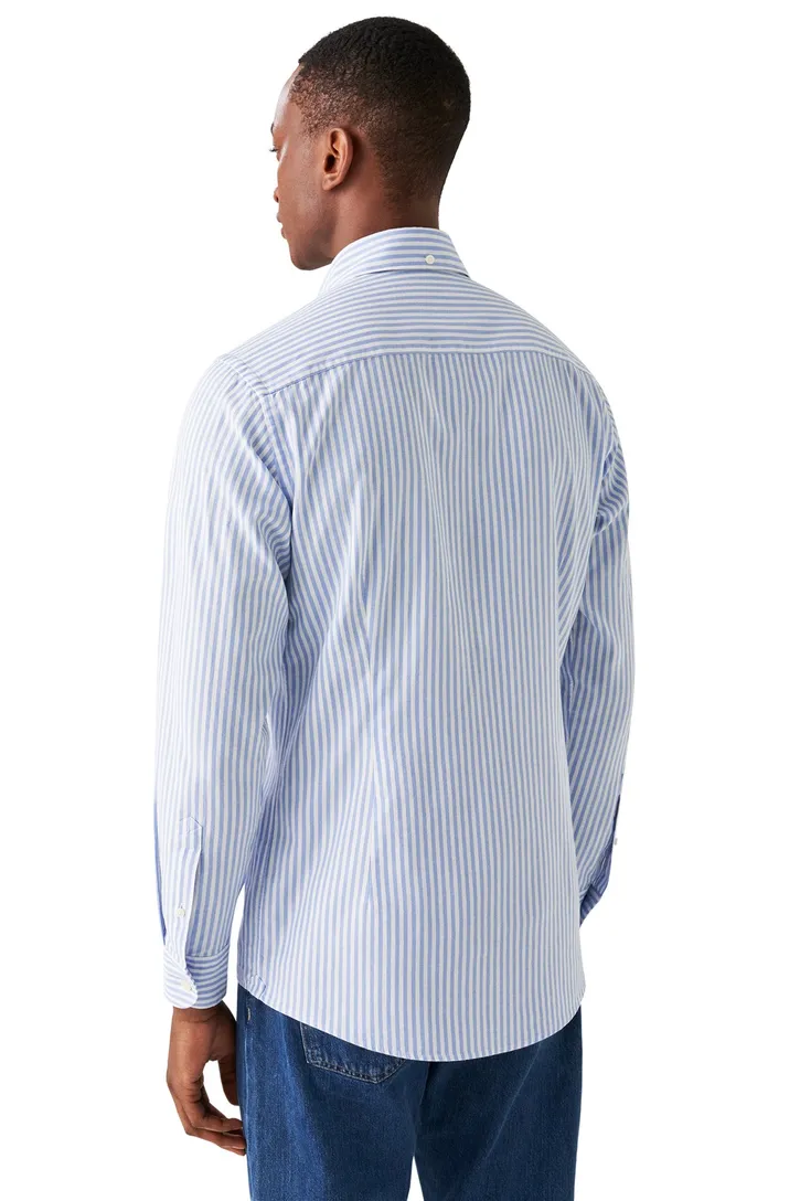 Overhemd contemporary fit Eton lichtblauw gestreept katoen