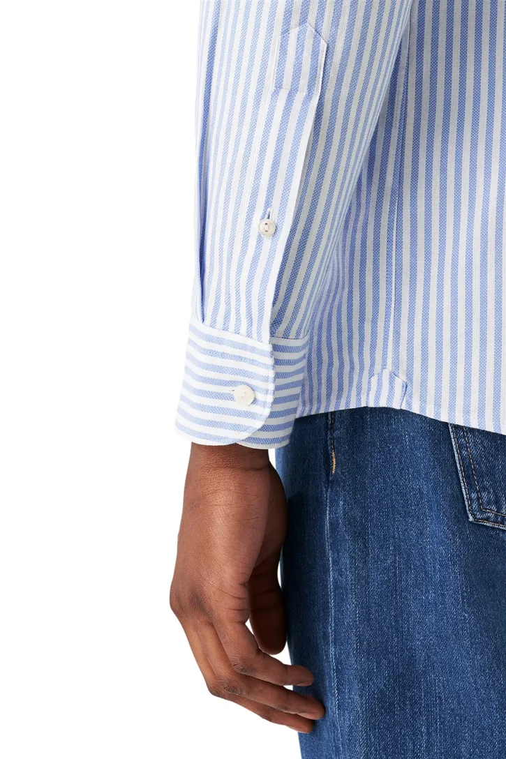Overhemd contemporary fit Eton lichtblauw gestreept katoen