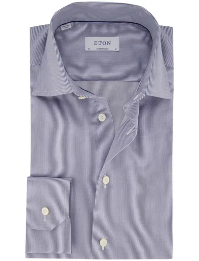 Eton Eton Contemporary Fit overhemd blauw gestreept katoen