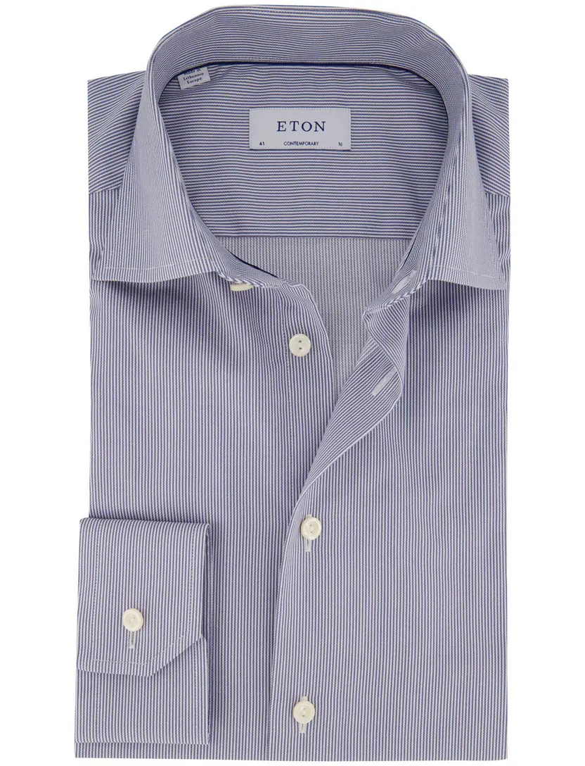 Eton Contemporary Fit overhemd blauw gestreept katoen