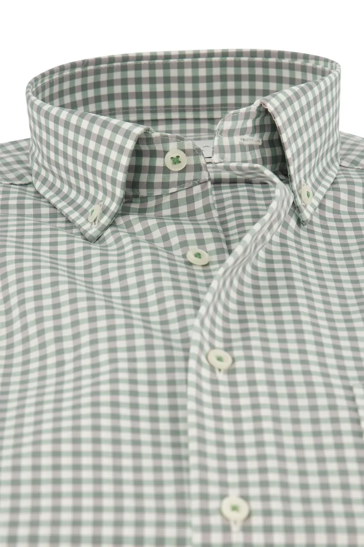 Overhemd Eterna Modern Fit korte mouw groen geruit