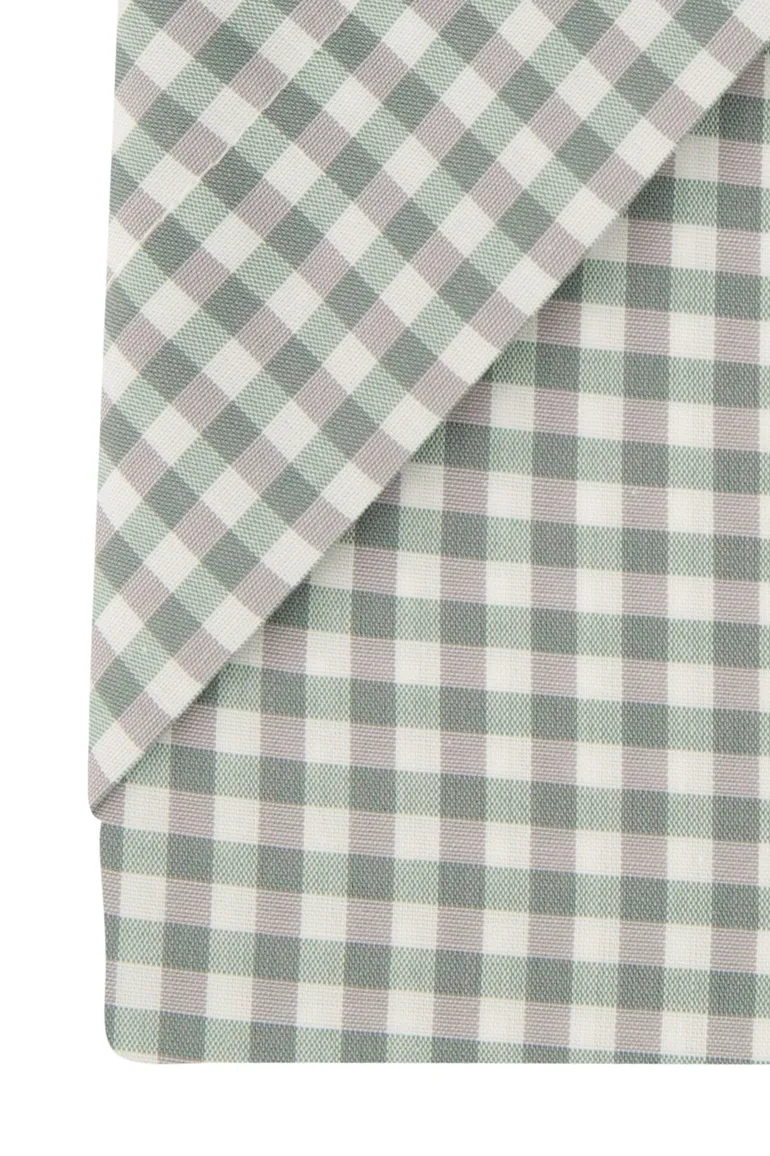 Eterna overhemd Modern Fit korte mouw groen geruit