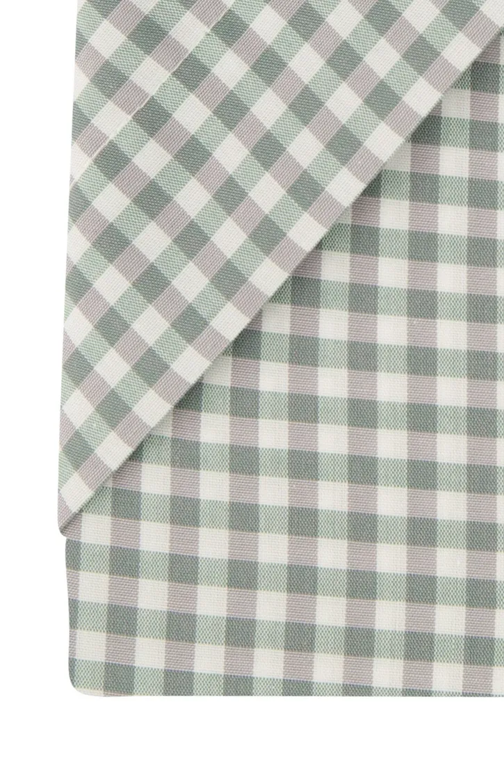 Overhemd Eterna Modern Fit korte mouw groen geruit