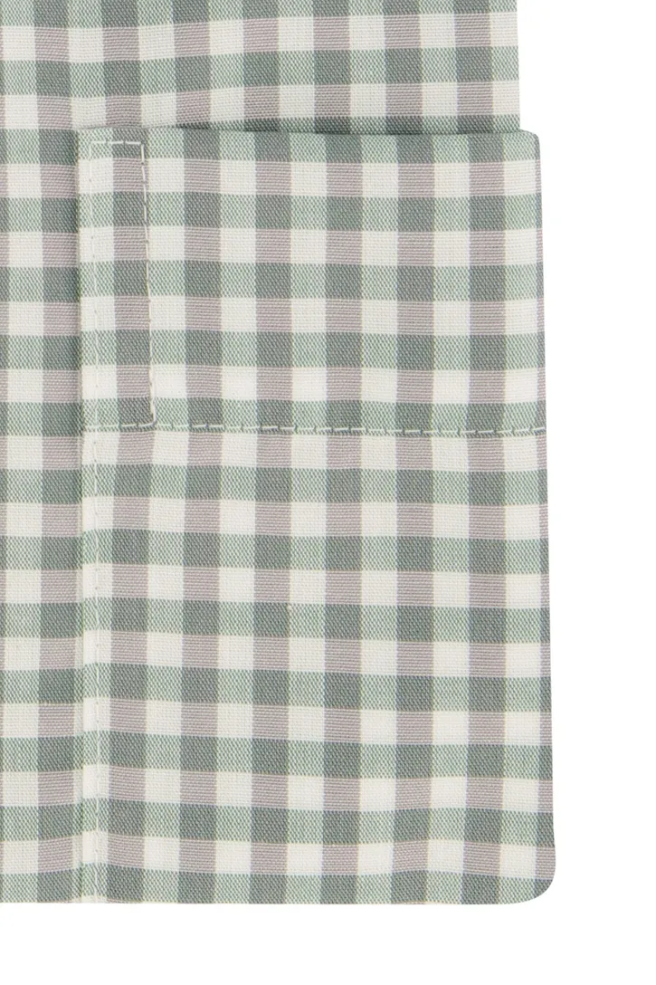 Overhemd Eterna Modern Fit korte mouw groen geruit