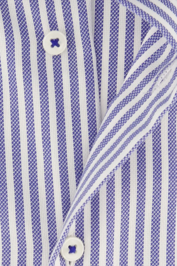 Eterna overhemd korte mouw blauw gestreept
