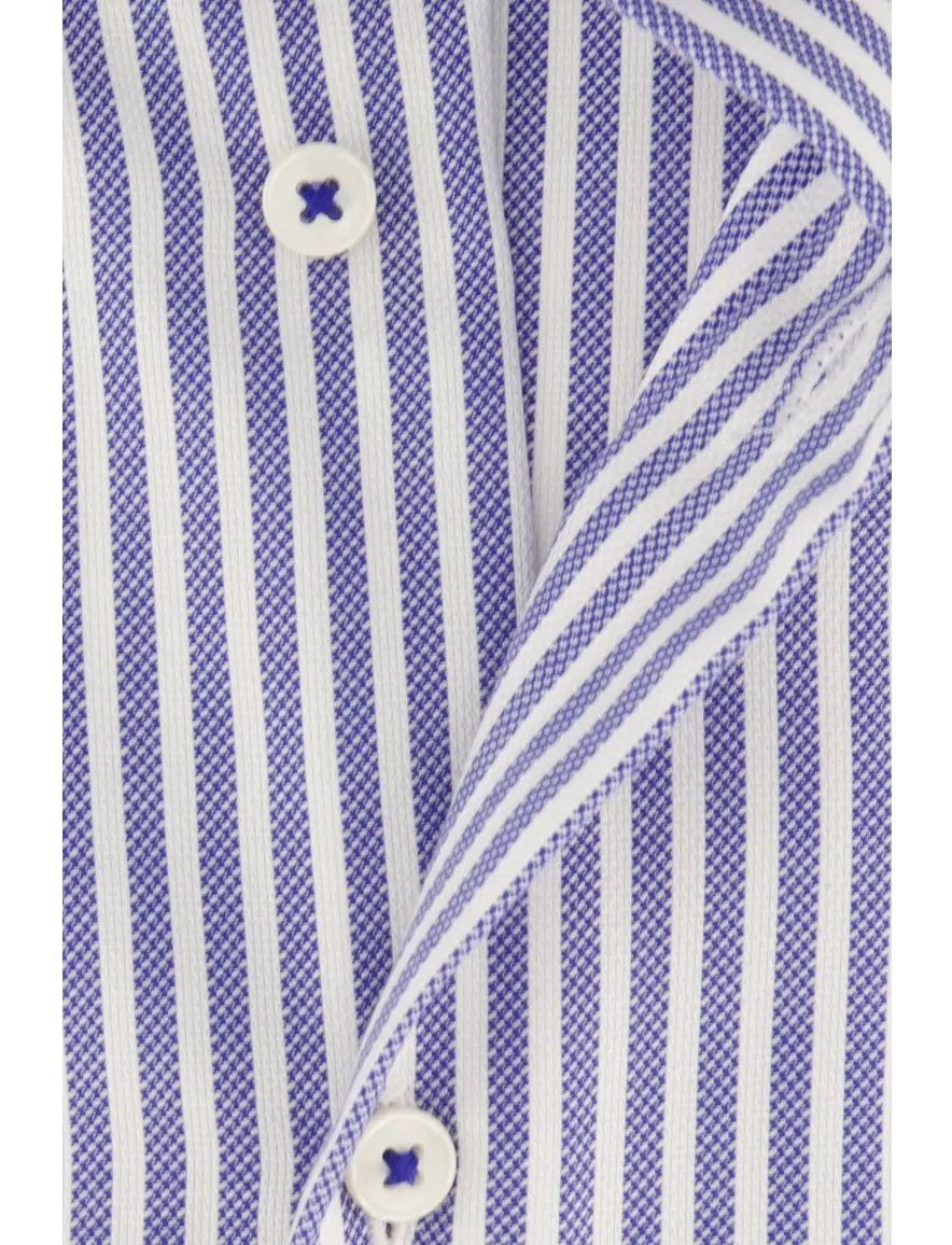 Eterna overhemd korte mouw blauw gestreept