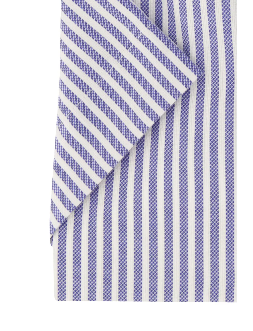 Eterna overhemd korte mouw blauw gestreept