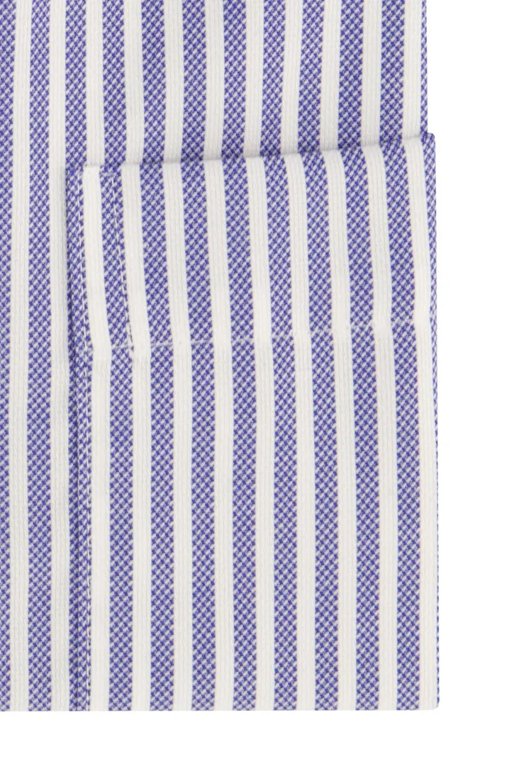 Eterna overhemd korte mouw blauw gestreept