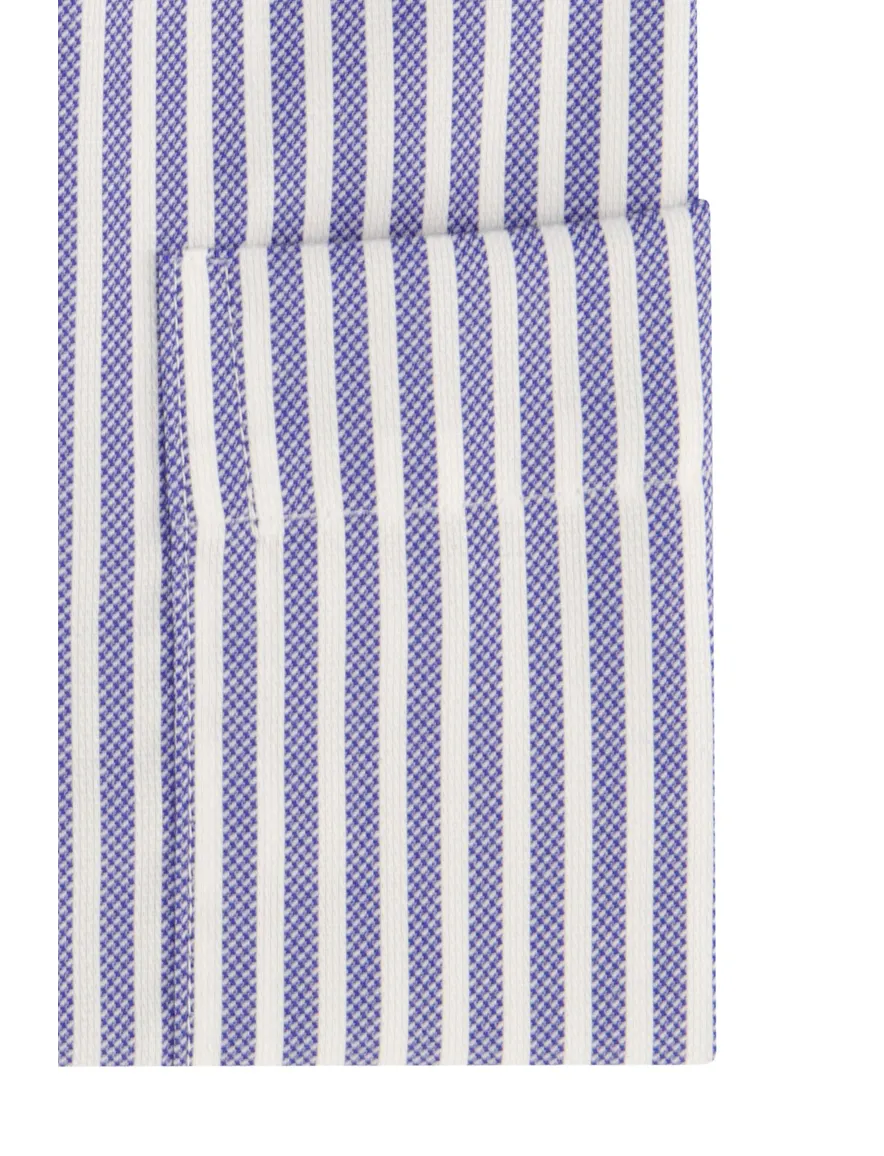 Eterna overhemd korte mouw blauw gestreept