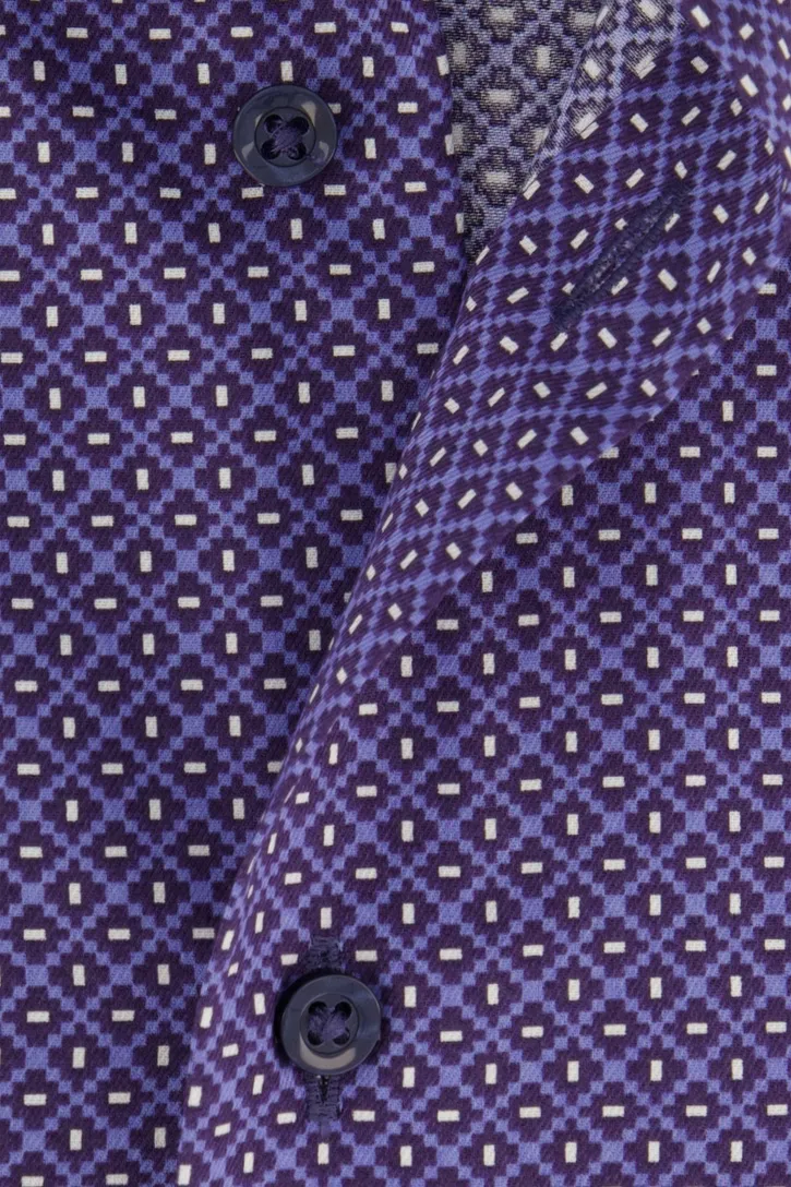 Eterna borstzak overhemd korte mouw blauw geprint modern fit
