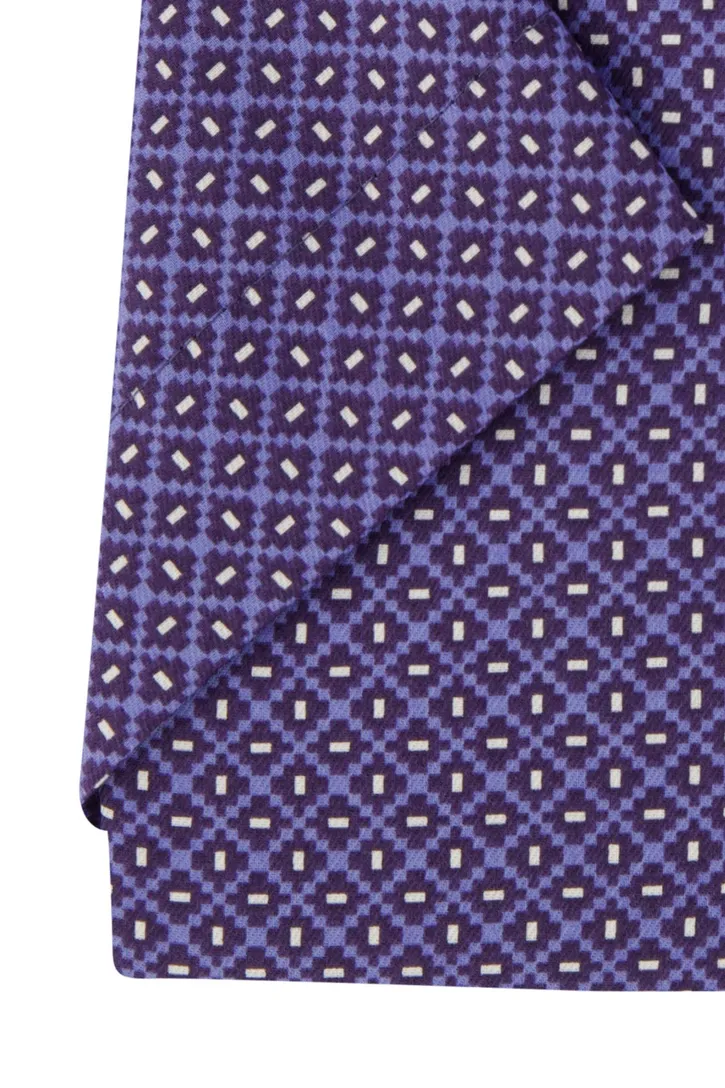 Eterna borstzak overhemd korte mouw blauw geprint modern fit