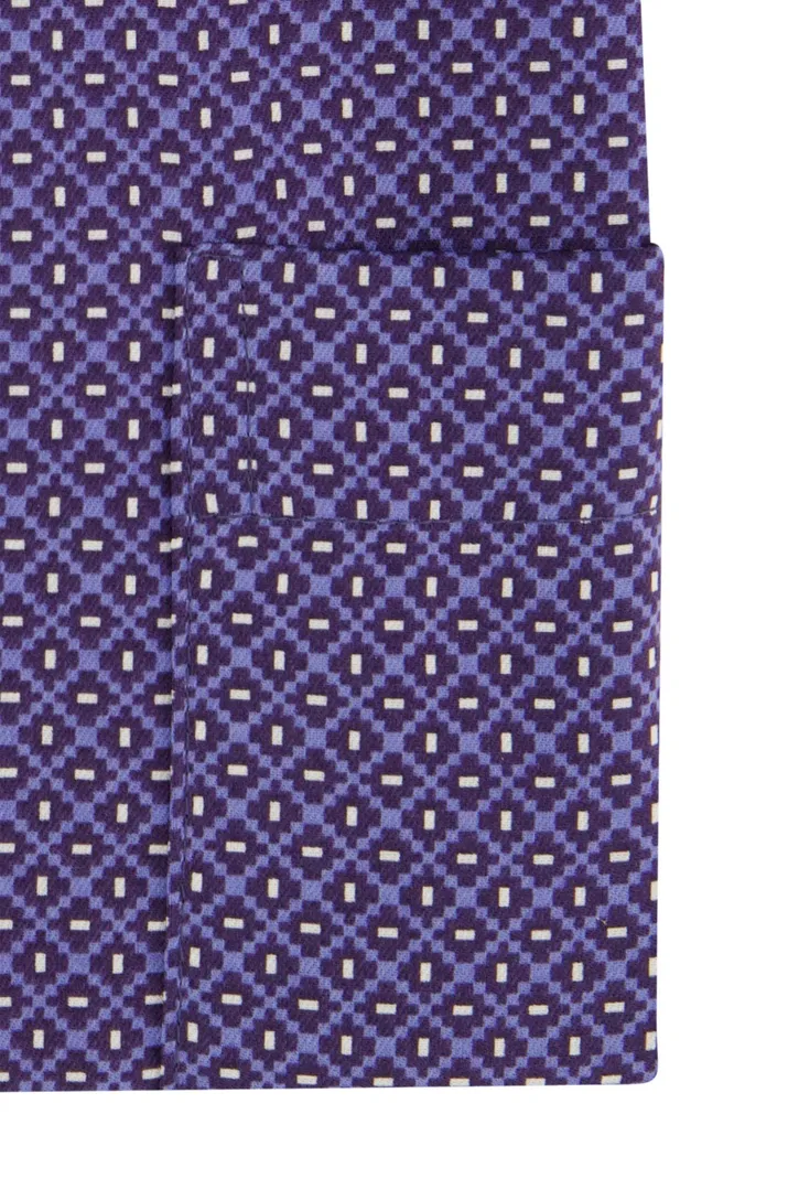 Eterna borstzak overhemd korte mouw blauw geprint modern fit