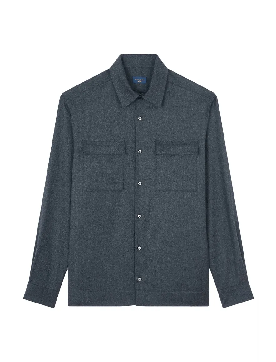 Paul & Shark Overshirt grijs dubbele borstzak