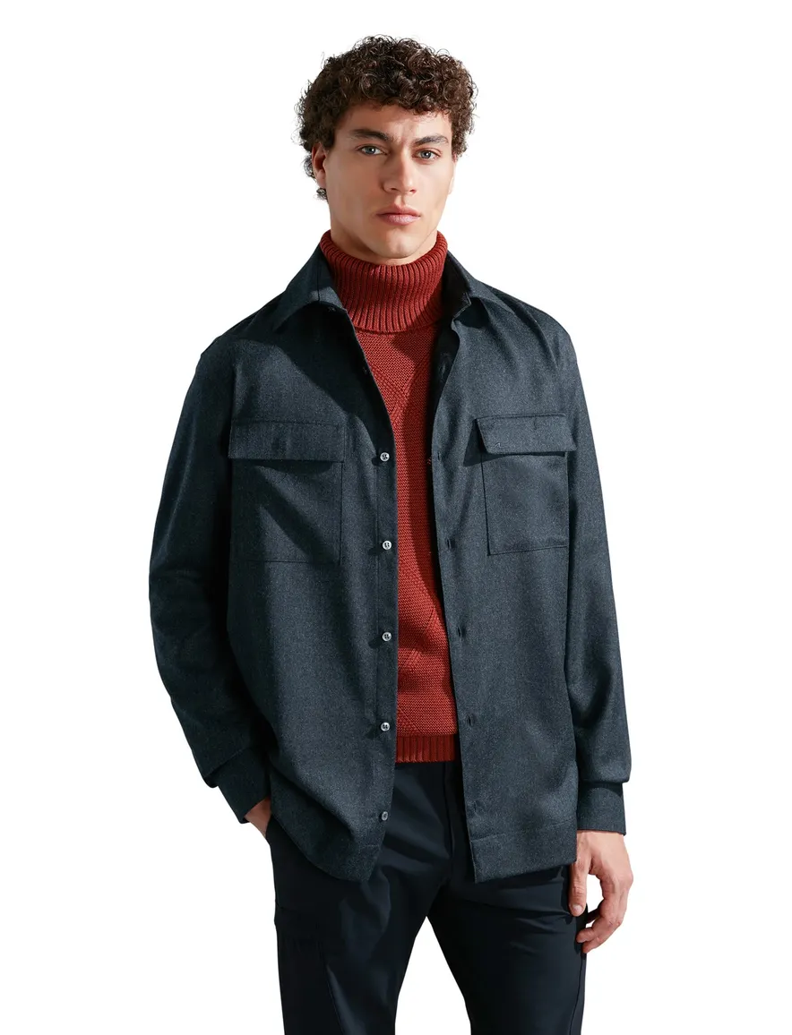 Paul & Shark Overshirt grijs dubbele borstzak