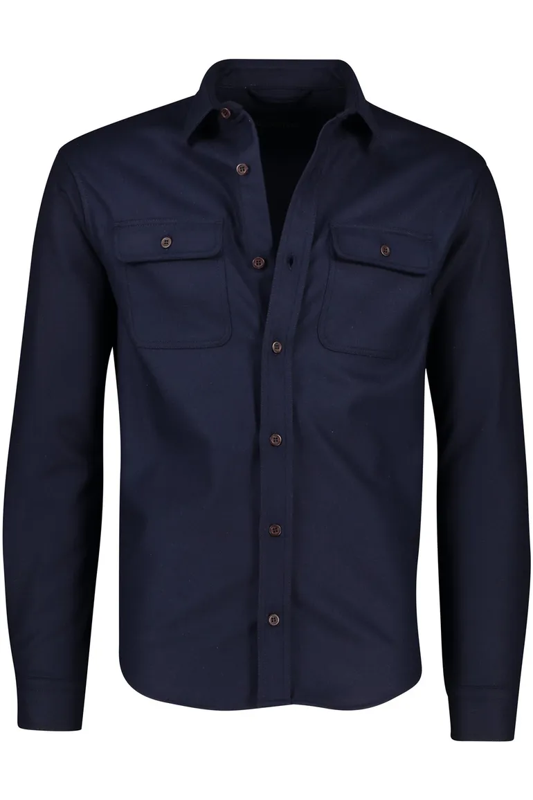 Paul & Shark overshirt effen donkerblauw wol