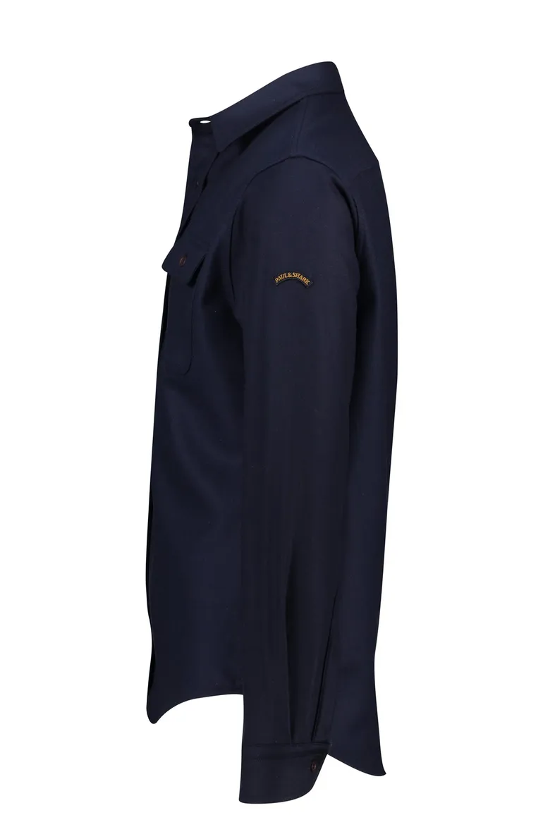 Paul & Shark overshirt effen donkerblauw wol