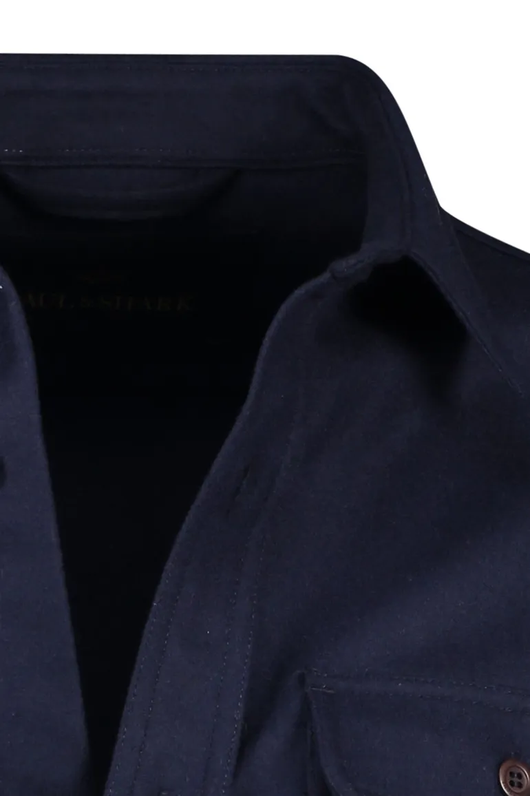 Paul & Shark overshirt effen donkerblauw wol