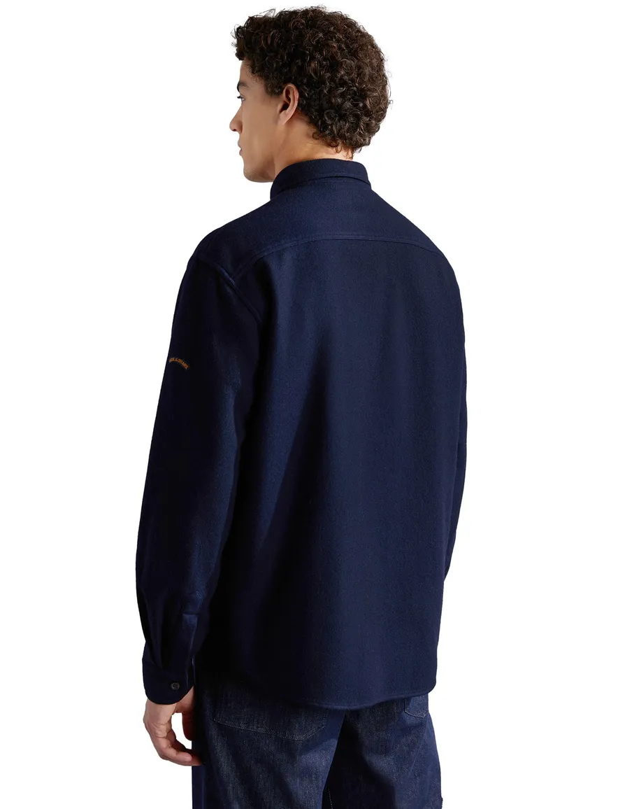 Paul & Shark overshirt effen donkerblauw wol