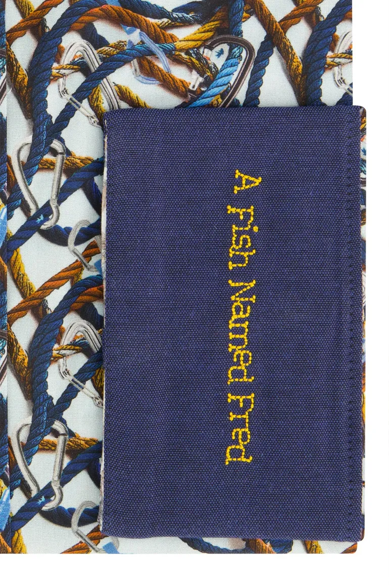 A Fish Named Fred overhemd blauw oranje geel geprint