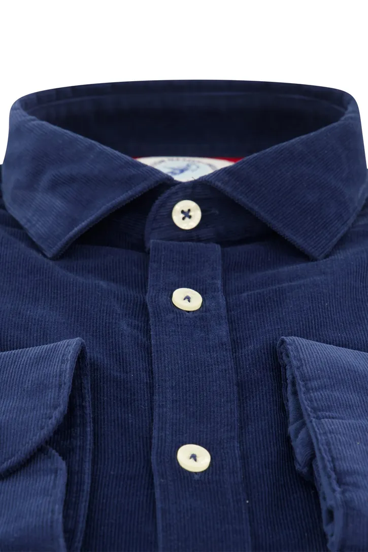 A Fish Named Fred overhemd blauw rib effen slim fit