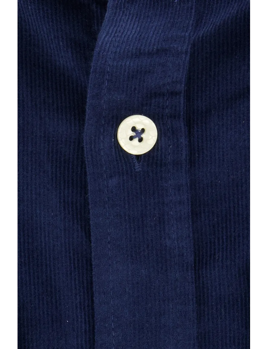 A Fish Named Fred overhemd blauw rib effen slim fit