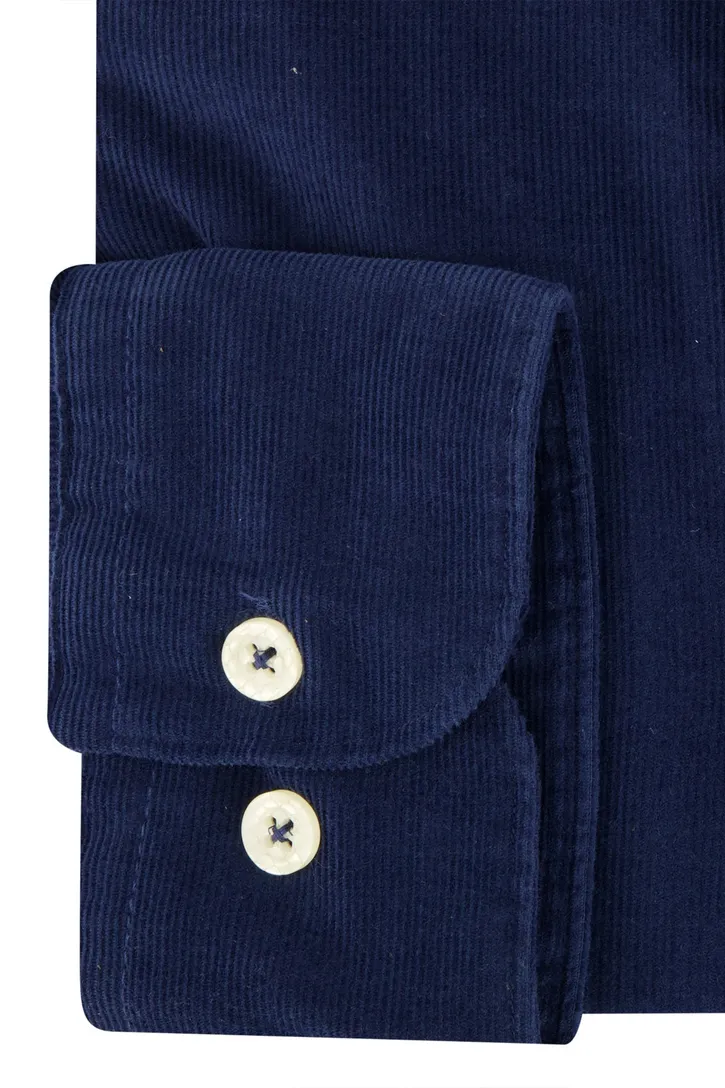 A Fish Named Fred overhemd blauw rib effen slim fit