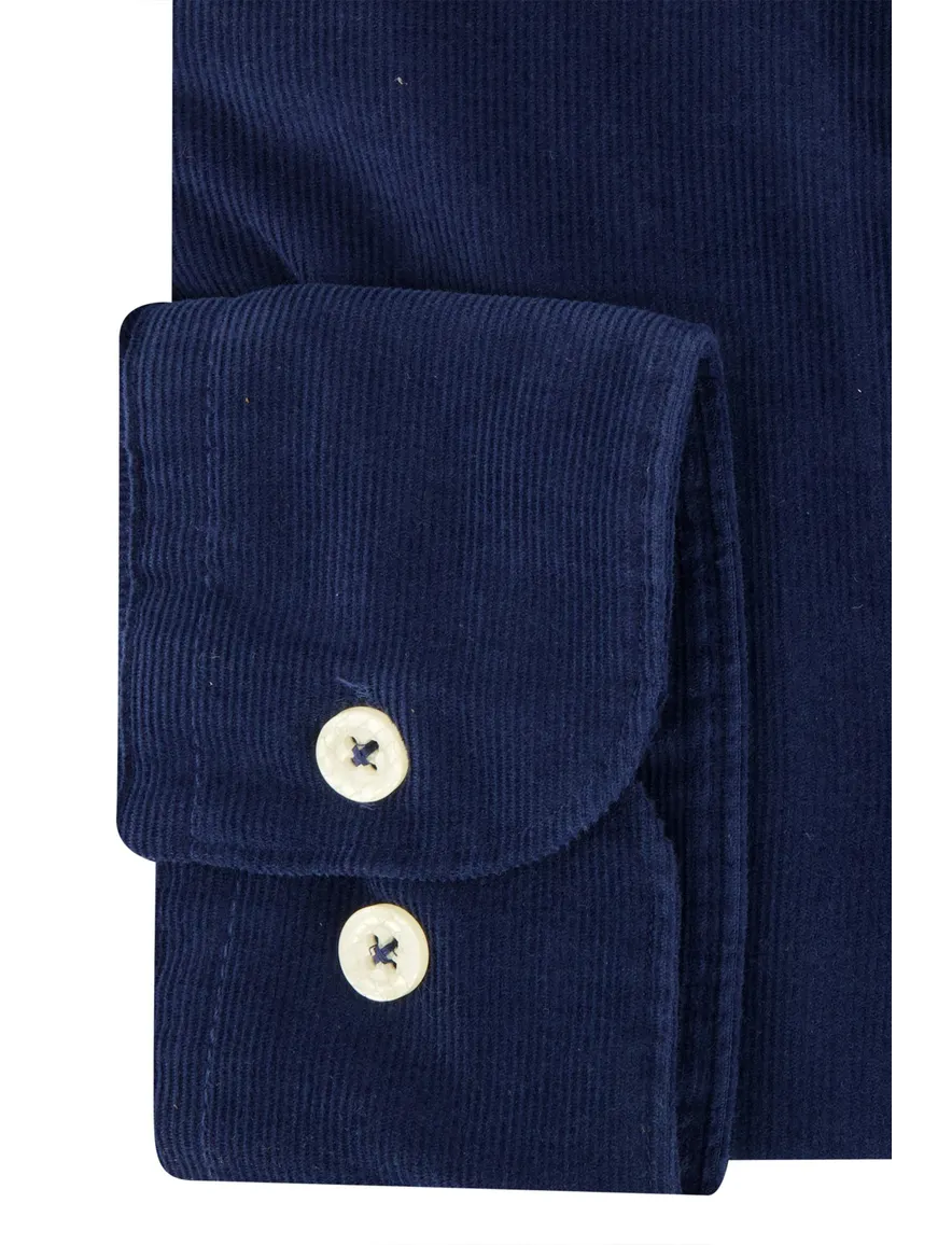 A Fish Named Fred overhemd blauw rib effen slim fit