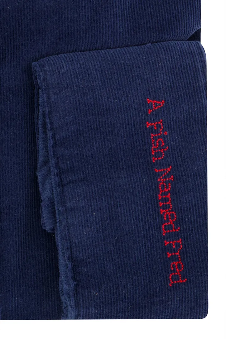A Fish Named Fred overhemd blauw rib effen slim fit
