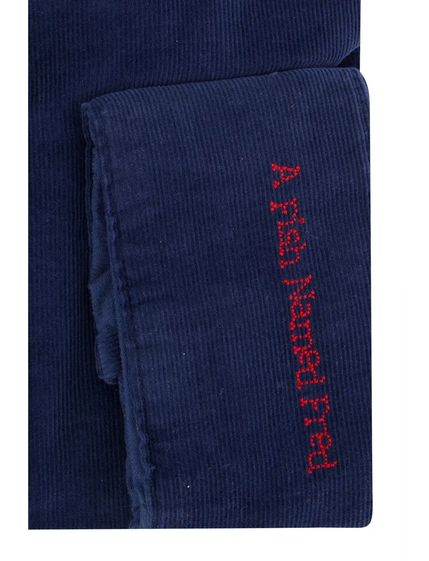 A Fish Named Fred overhemd blauw rib effen slim fit