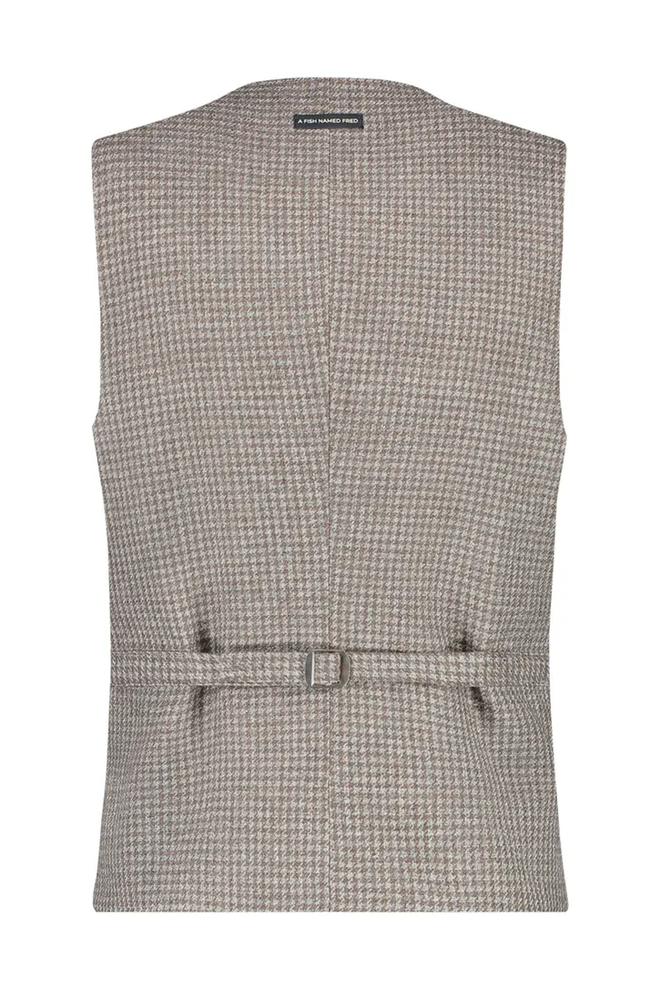 A Fish Named Fred gilet beige met patroon slim fit