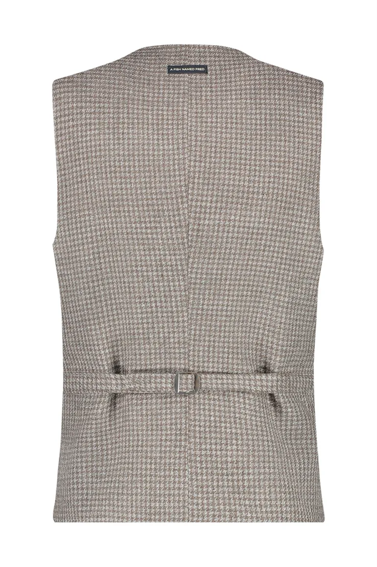 A Fish Named Fred gilet beige wit patroon slim fit
