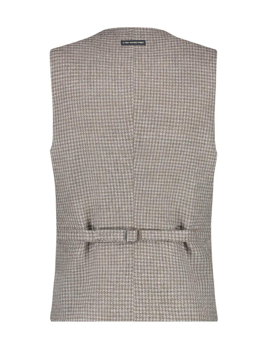 A Fish Named Fred gilet beige wit patroon slim fit