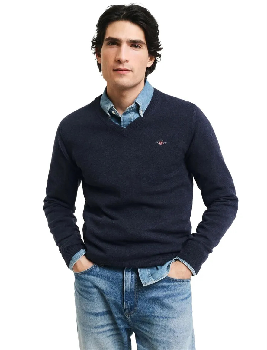 Gant trui donkerblauw wol