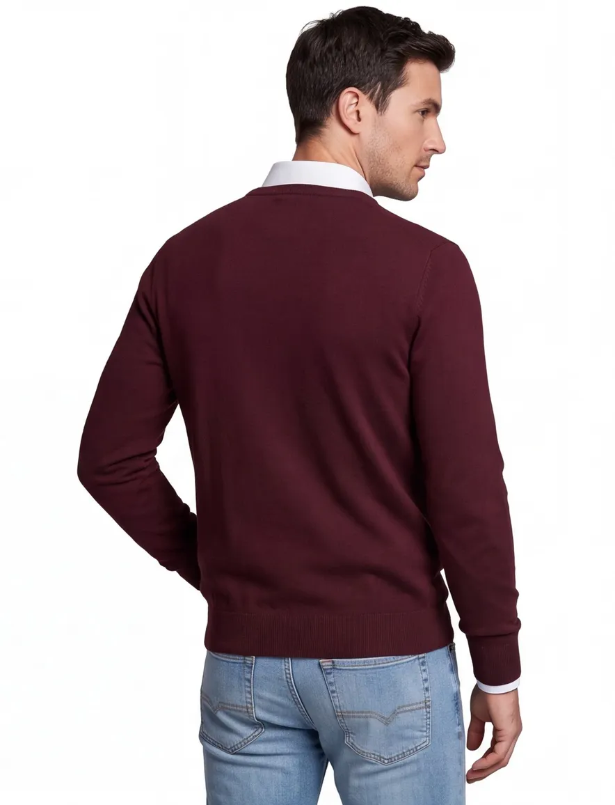 trui Gant rood effen lamswol ronde hals