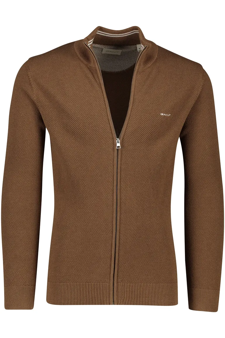 Gant vest effen bruin katoen normale fit