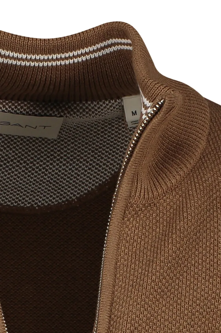 Gant vest effen bruin katoen normale fit