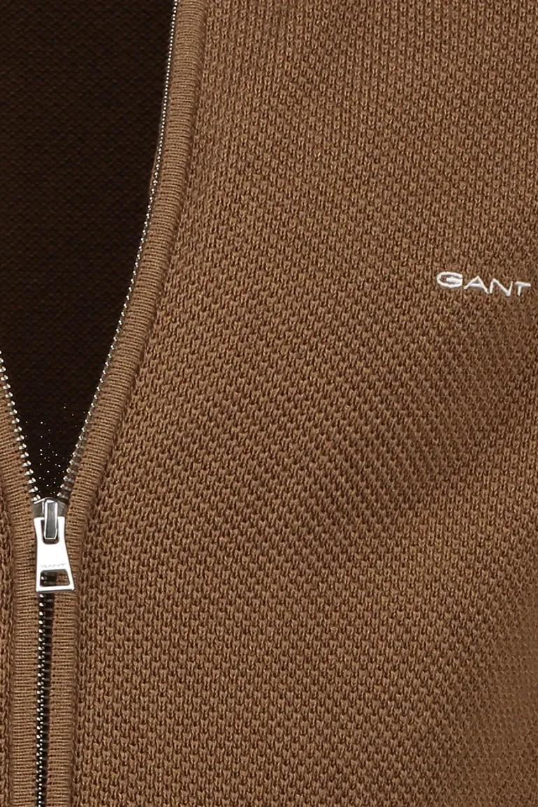 Gant vest effen bruin katoen normale fit