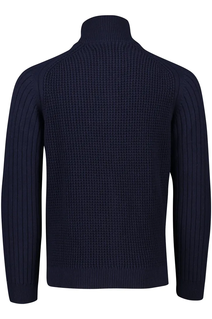 Gant vest donkerblauw wol grof gebreid effen