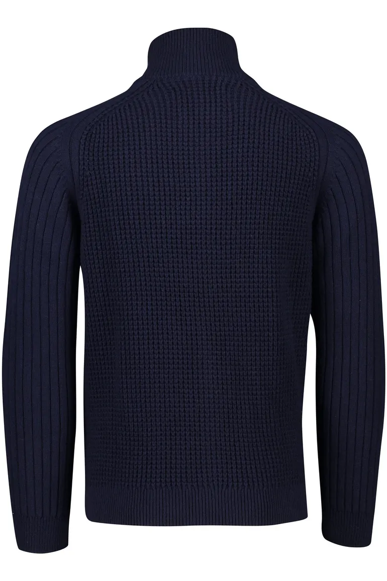 Gant vest donkerblauw wol grof gebreid effen