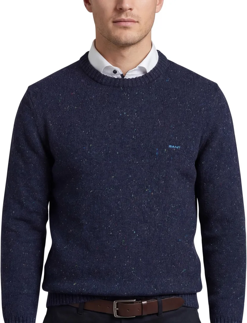 trui Gant donkerblauw wol normale fit